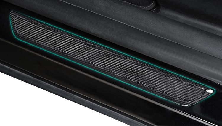 Real Dry Carbon Fiber Door Sill Strip Overlay for Tesla Model 3/Y