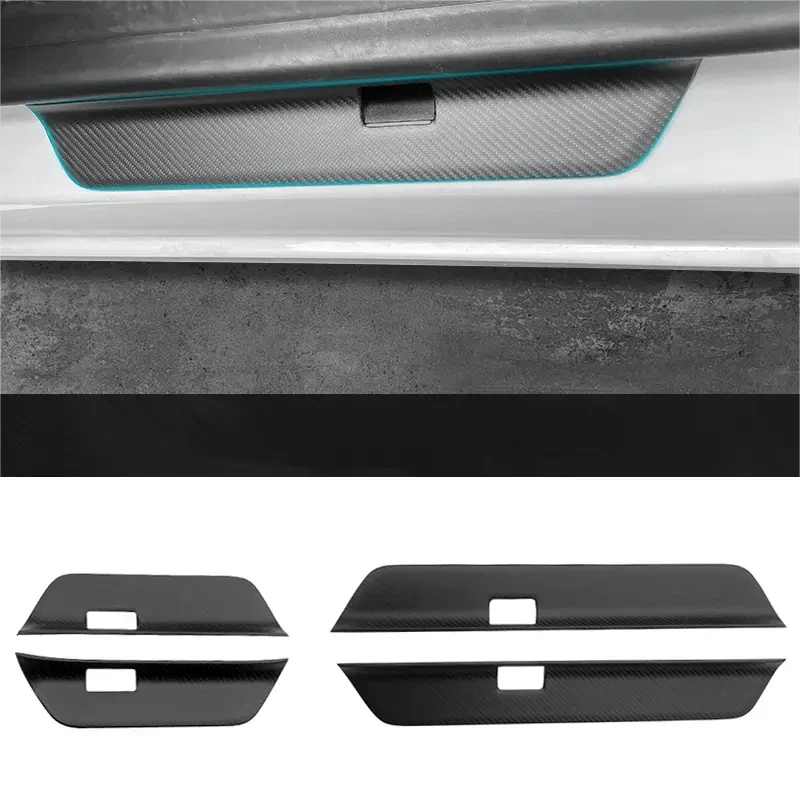 Real Dry Carbon Fiber Door Sill Strip Overlay for Tesla Model 3/Y