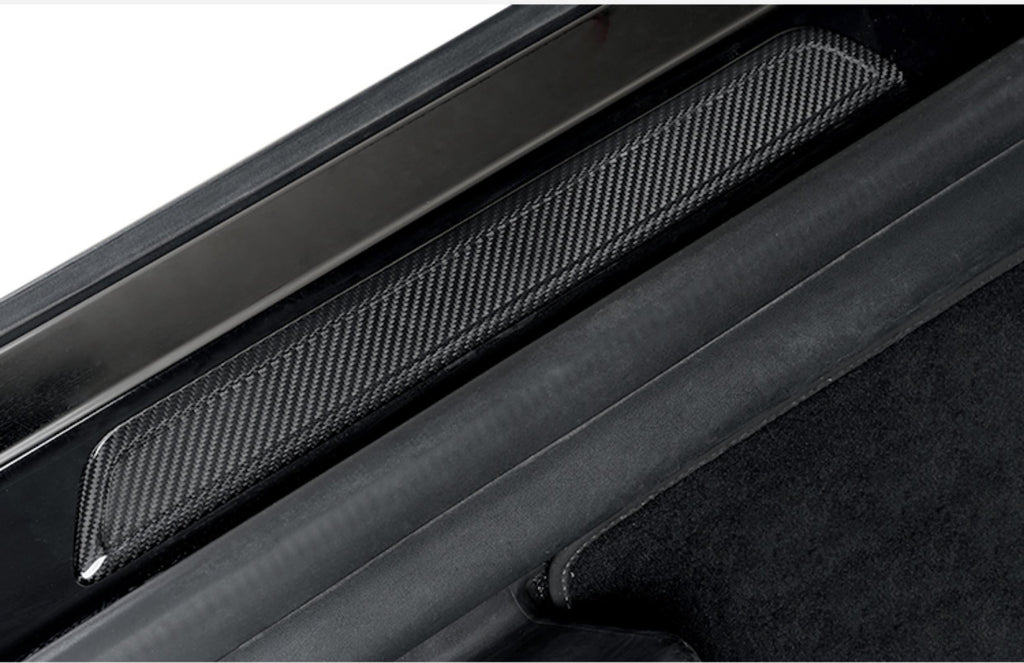 Real Dry Carbon Fiber Door Sill Strip Overlay for Tesla Model 3/Y