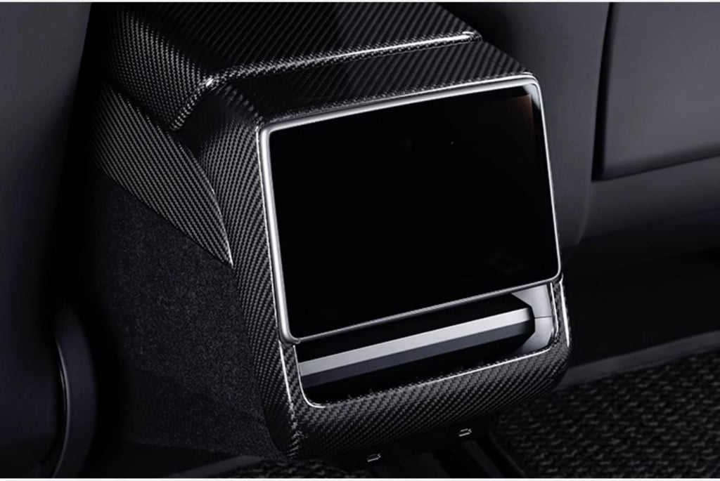 Real Dry Carbon Fiber Rear Screen Trim for Tesla Model 3 Highland & Model Y Juniper