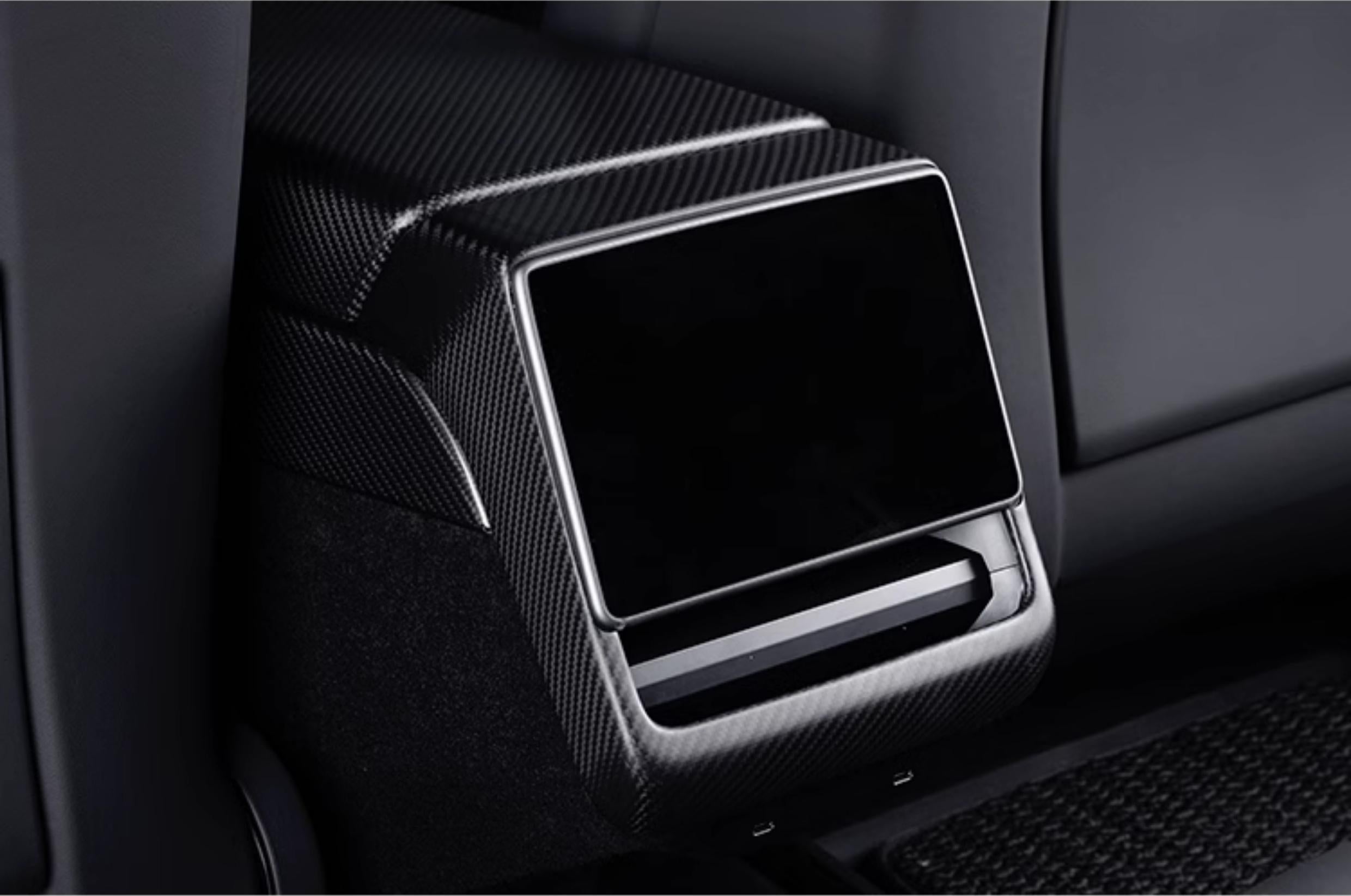 Real Dry Carbon Fiber Rear Screen Trim for Tesla Model 3 Highland & Model Y Juniper