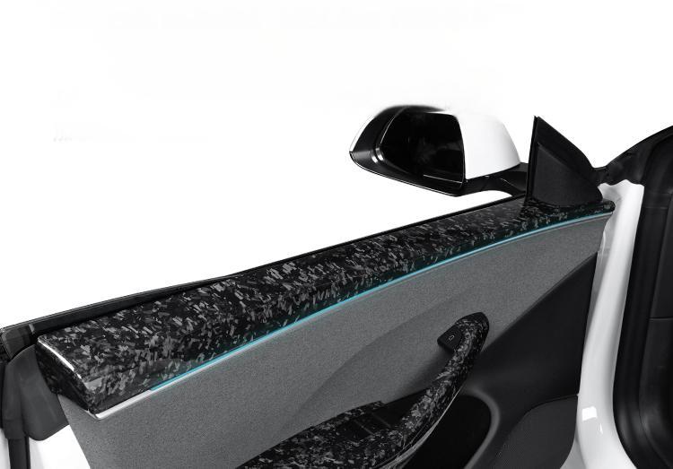 Real Dry Carbon Fiber Upper Door Trim for Model 3 Highland / Model Y Juniper