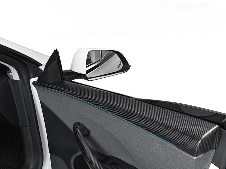 Real Dry Carbon Fiber Upper Door Trim for Model 3 Highland / Model Y Juniper
