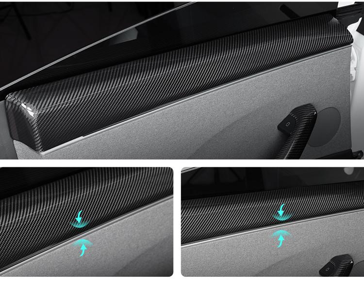 Real Dry Carbon Fiber Upper Door Trim for Model 3 Highland / Model Y Juniper