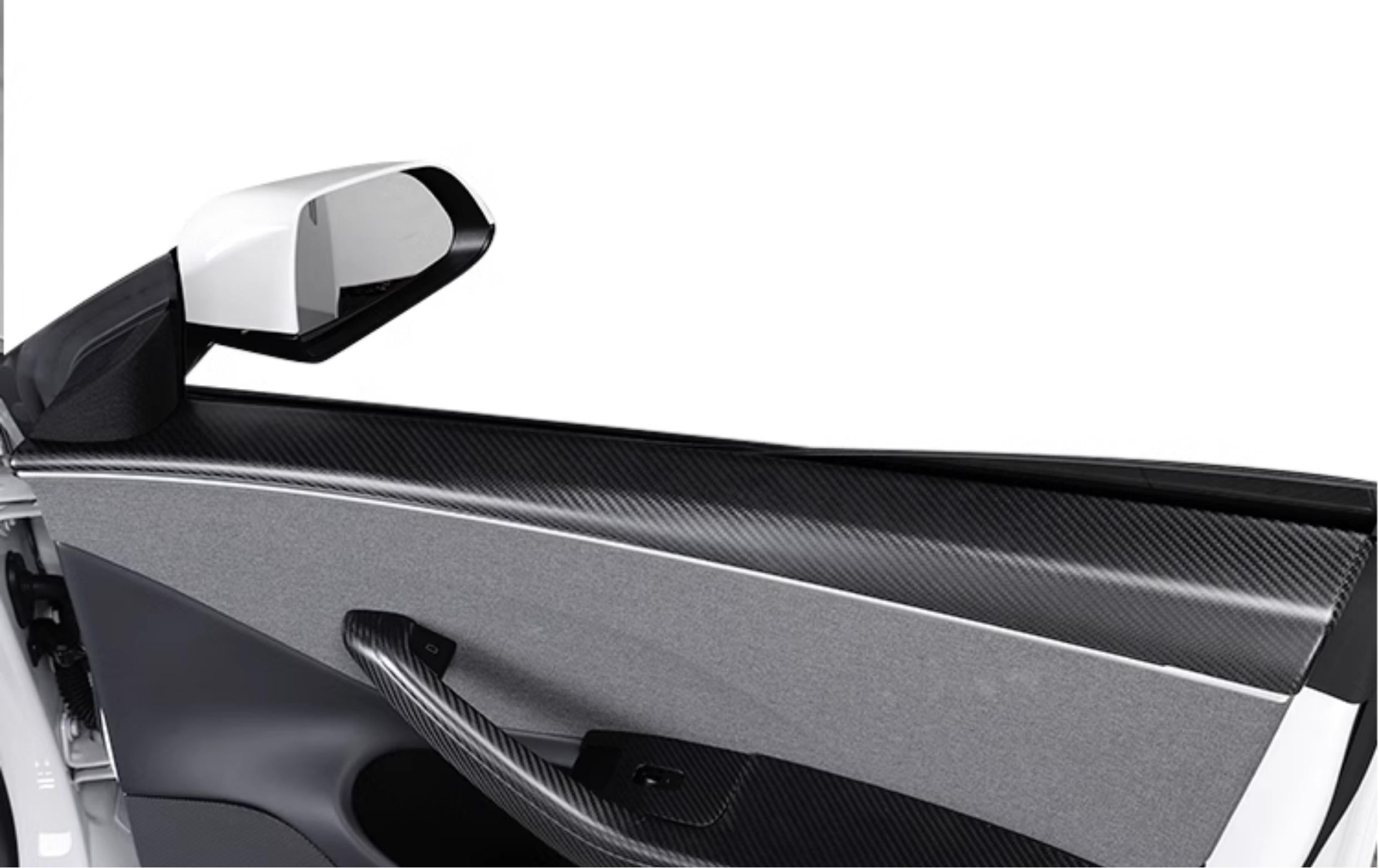 Real Dry Carbon Fiber Upper Door Trim for Model 3 Highland / Model Y Juniper