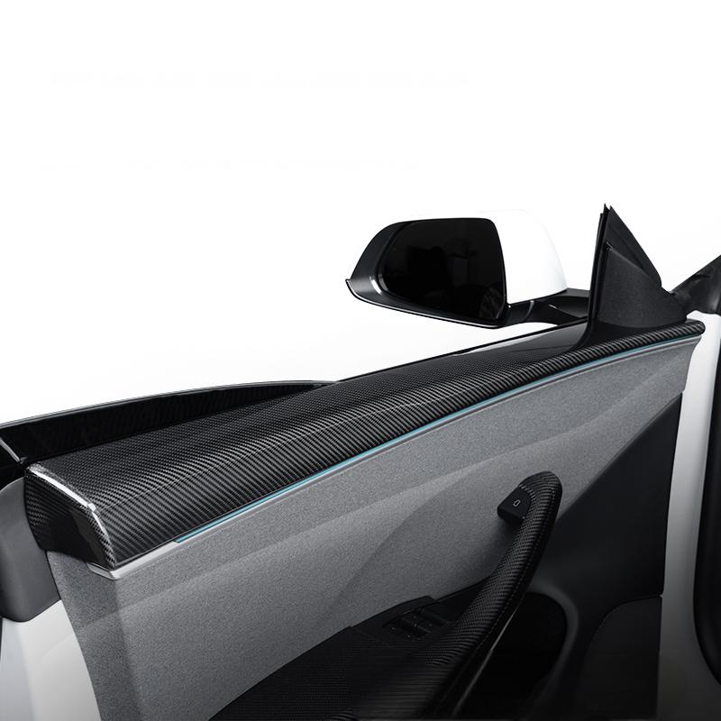 Real Dry Carbon Fiber Upper Door Trim for Model 3 Highland / Model Y Juniper