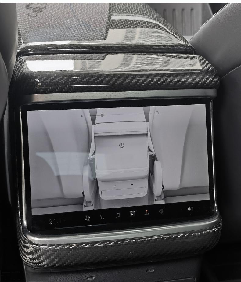 Rear Screen Air Outlet Frame Dry Carbon Fiber Overlay for Tesla Model S/X 2021+