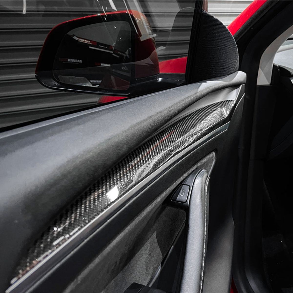 Repalcement Real Carbon Fiber Front Door Trim Panel  for Tesla Model 3 / Y 2021-2023
