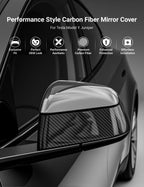 Tesla Model Y Juniper Dry Carbon Fiber Side Mirror Covers (OEM Style)
