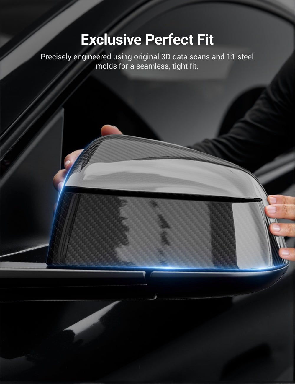 Tesla Model Y Juniper Dry Carbon Fiber Side Mirror Covers (OEM Style)