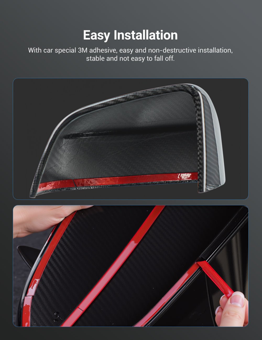 Tesla Model Y Juniper Dry Carbon Fiber Side Mirror Covers (OEM Style)