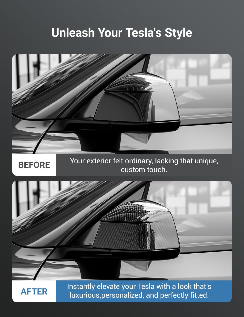 Tesla Model Y Juniper Dry Carbon Fiber Side Mirror Covers (OEM Style)