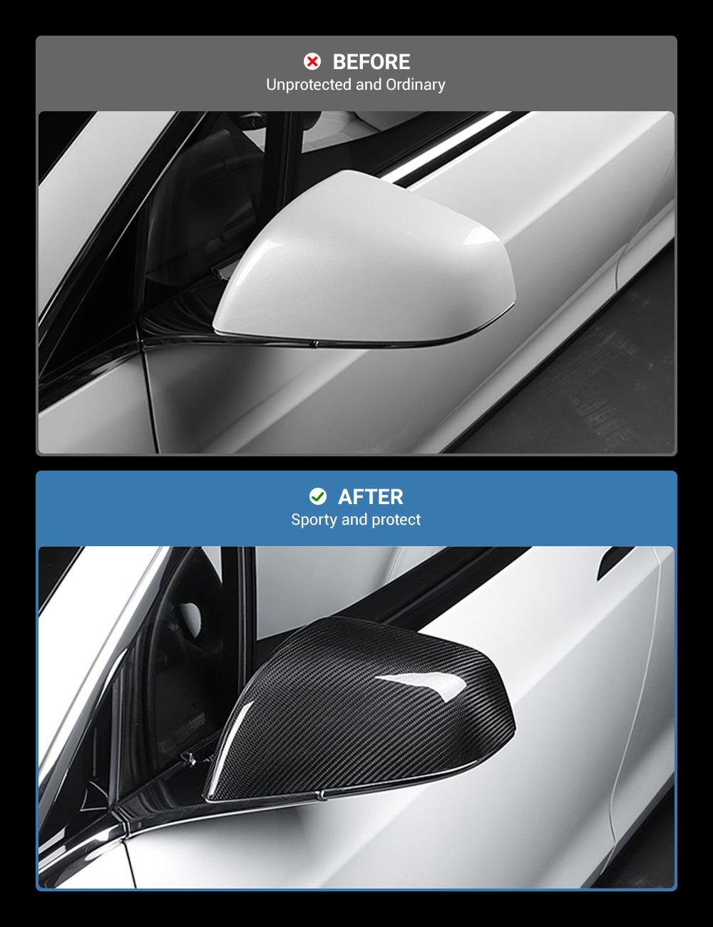 Tesla Model S/X Dry Carbon Fiber OEM-Style Side Mirror Covers