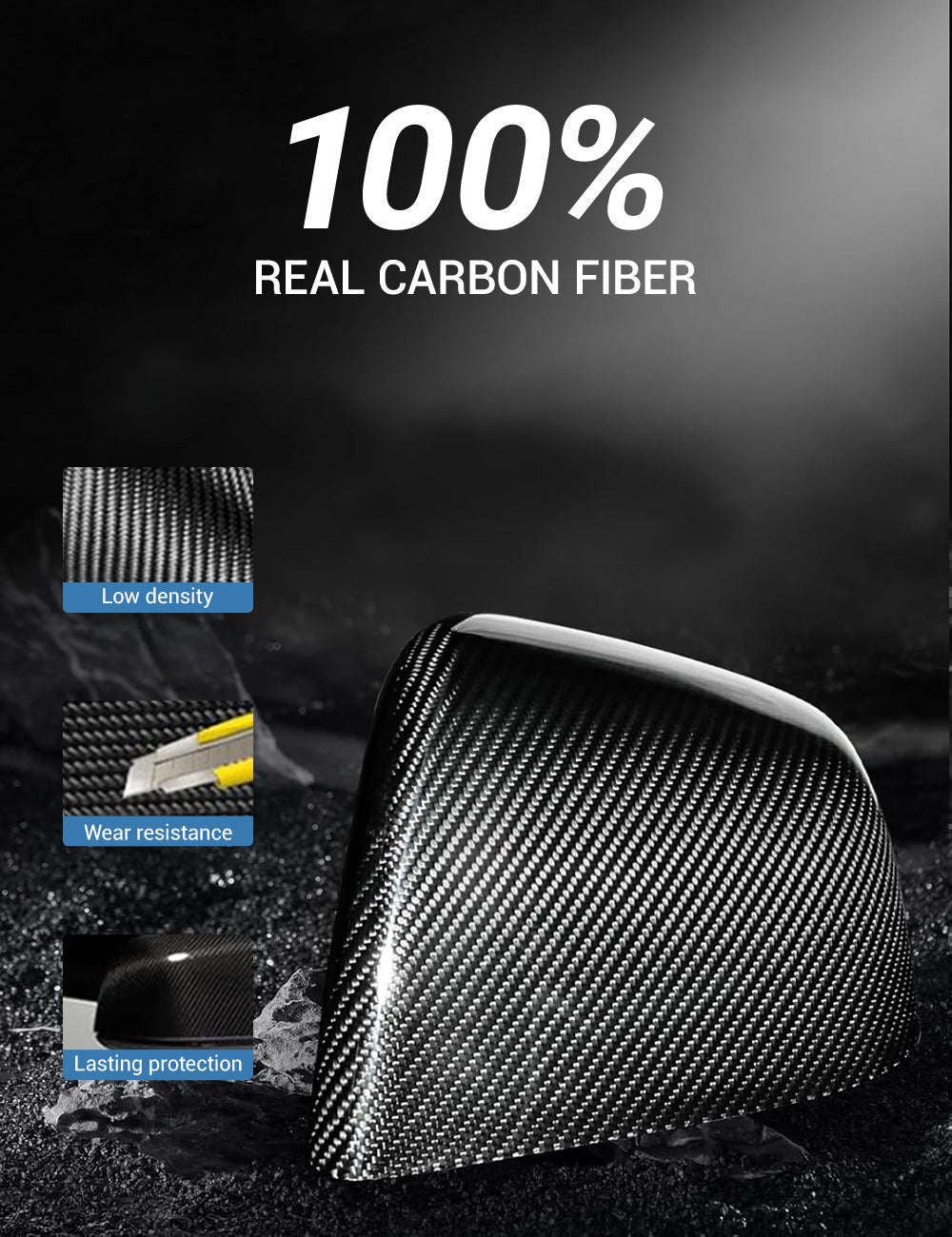 Tesla Model S/X Dry Carbon Fiber OEM-Style Side Mirror Covers