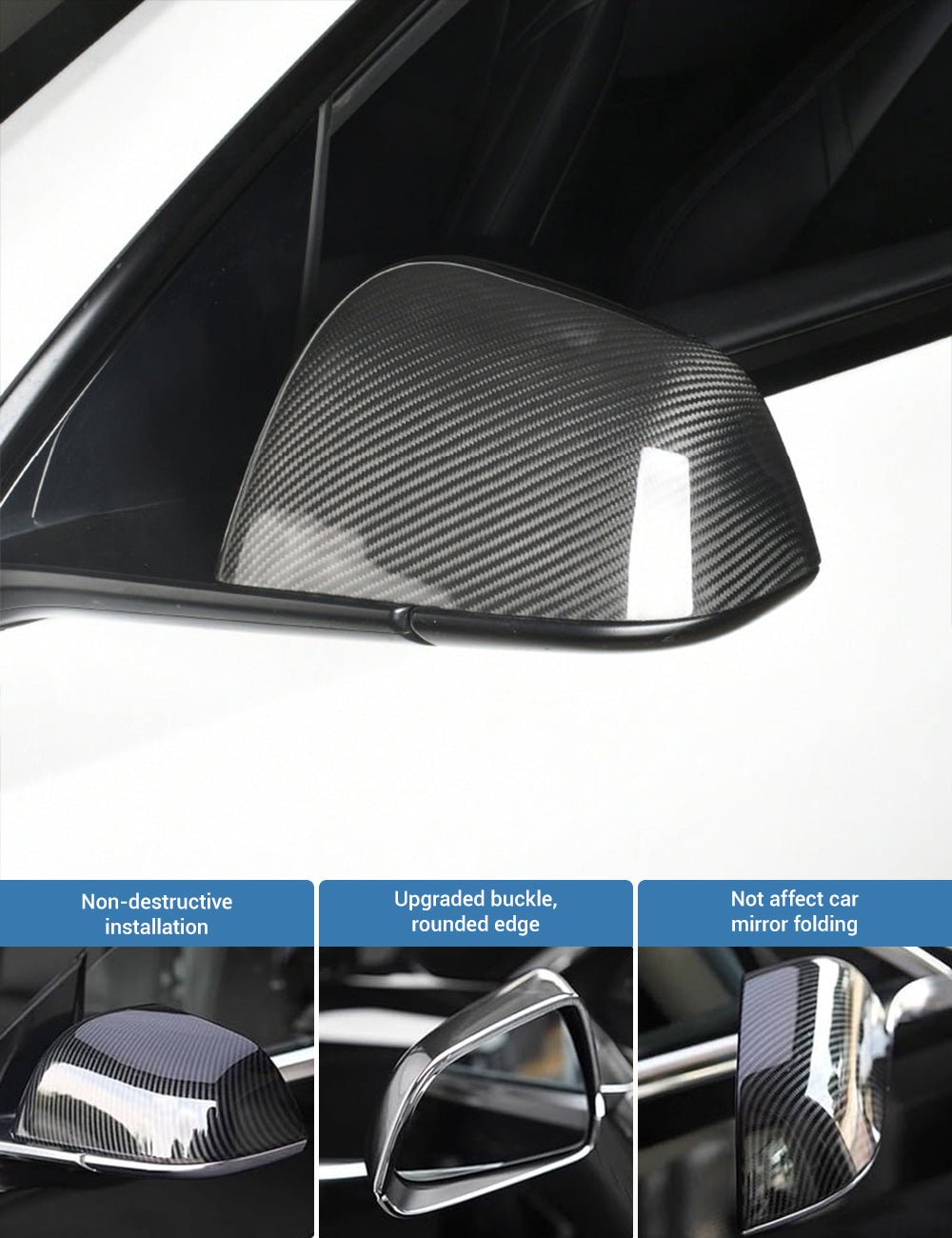 Tesla Model S/X Dry Carbon Fiber OEM-Style Side Mirror Covers