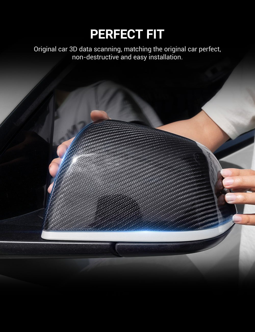 Tesla Model S/X Dry Carbon Fiber OEM-Style Side Mirror Covers