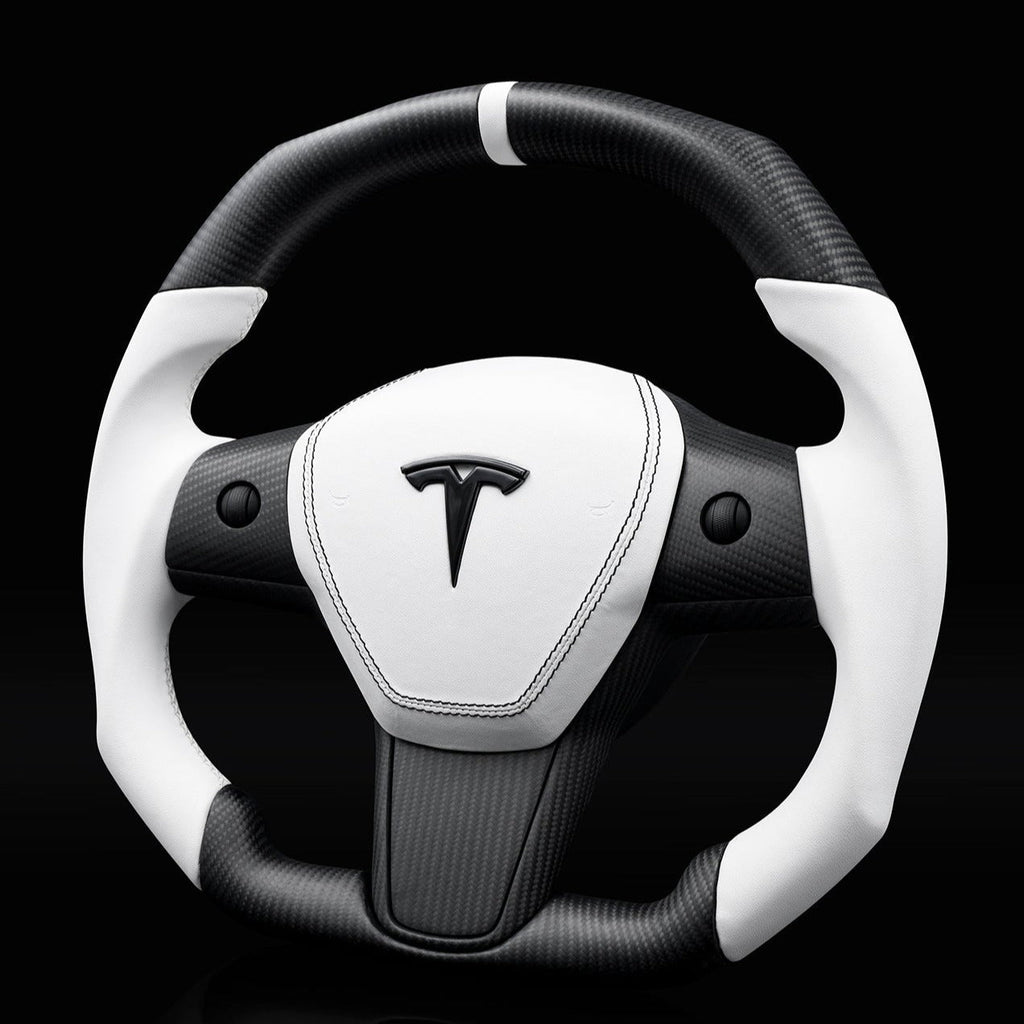 Square Carbon Fiber Steering Wheel for Tesla Model 3 / Y