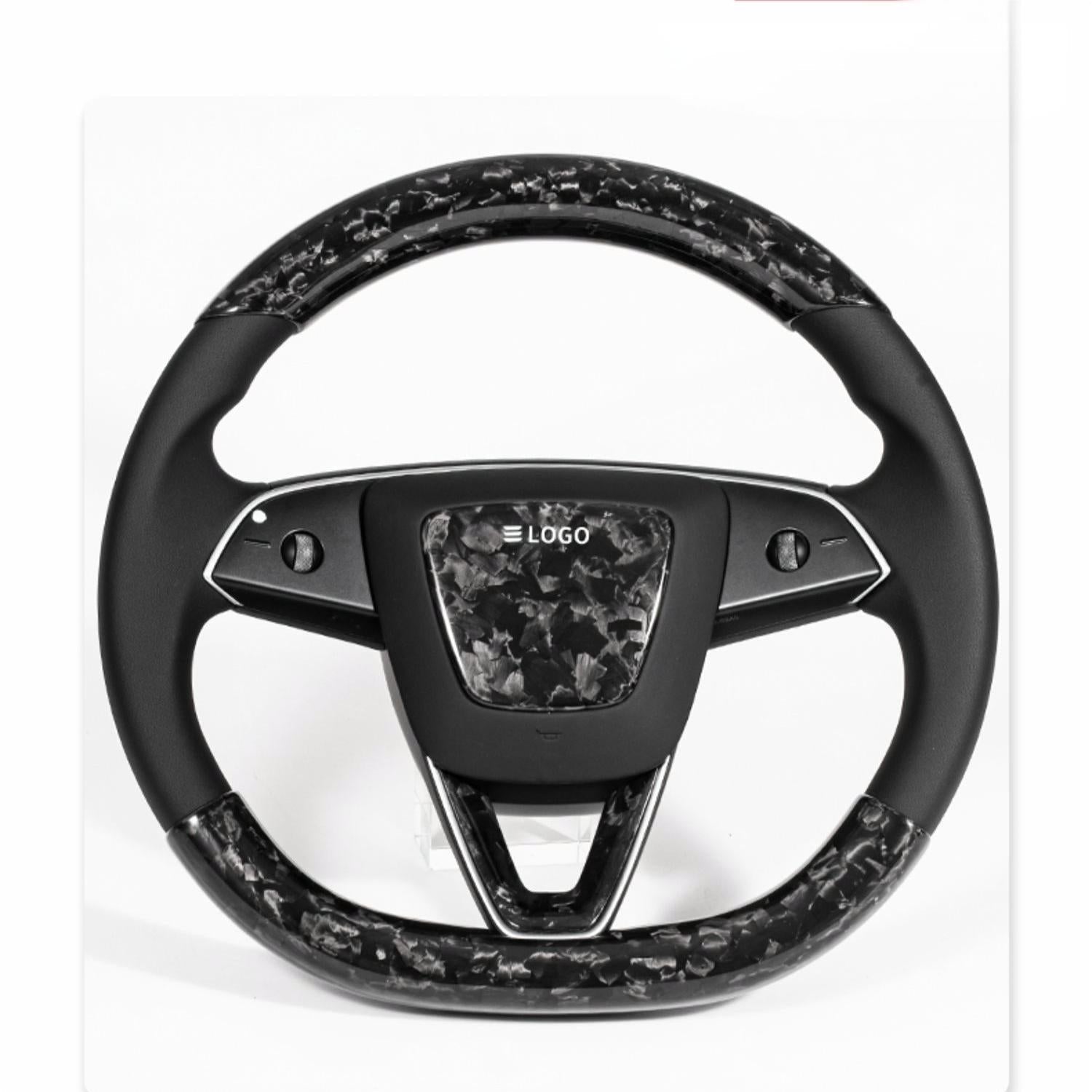 Real Dry Carbon Fiber Steering Wheel Trim Covers for Model Y Juniper & Model 3 Highland