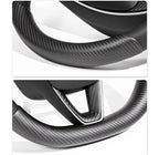 Real Dry Carbon Fiber Steering Wheel Trim Covers for Model Y Juniper & Model 3 Highland