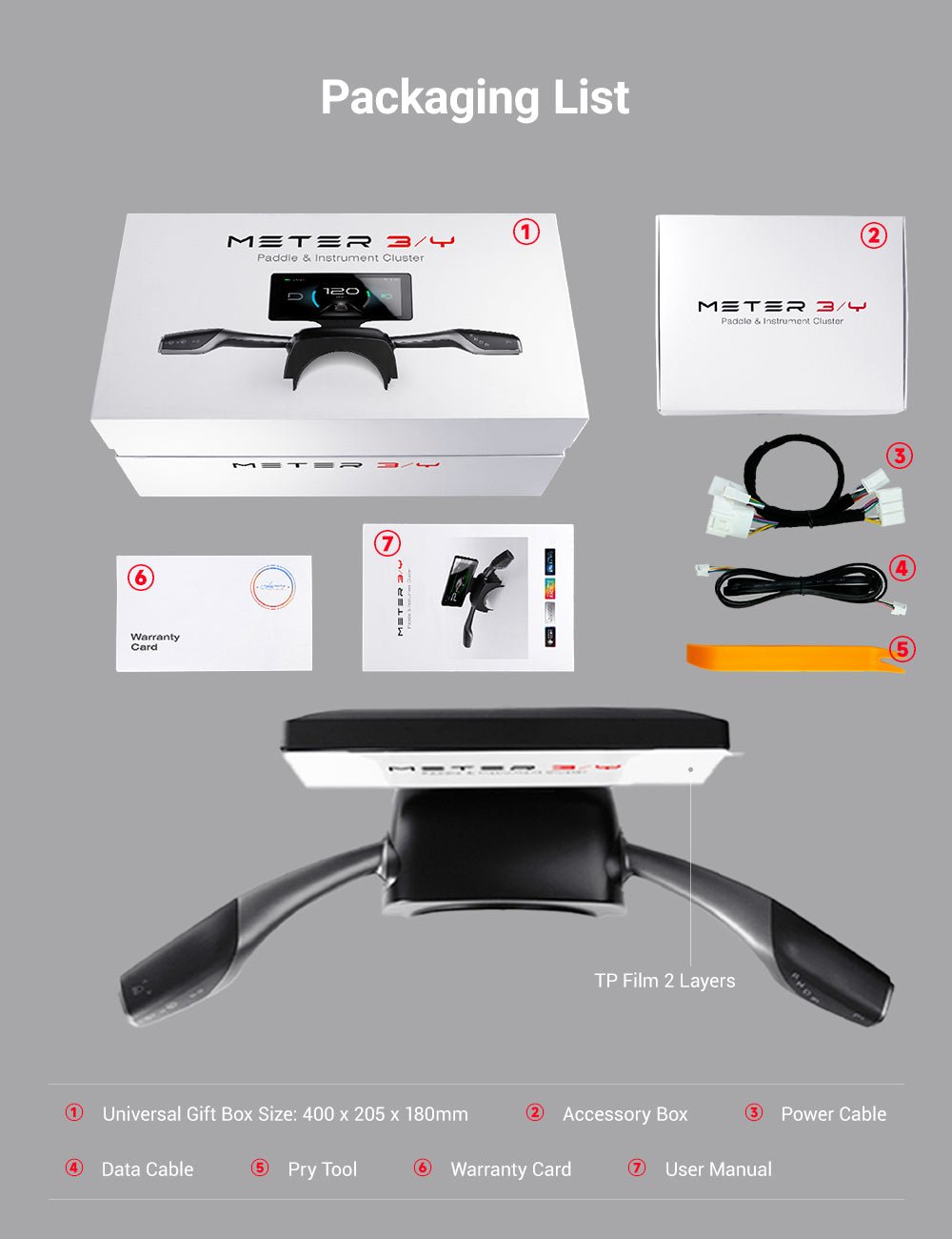 7 Inch Gear Shift Touch Screen Dashboard Display for Tesla Model 3 Highland