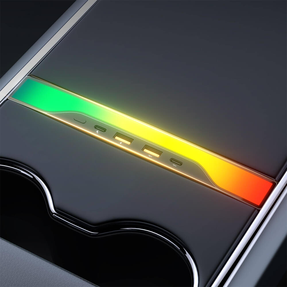 Center Console USB Hub with Ambient Lighting for Model 3 Highland/ Model Y Juniper