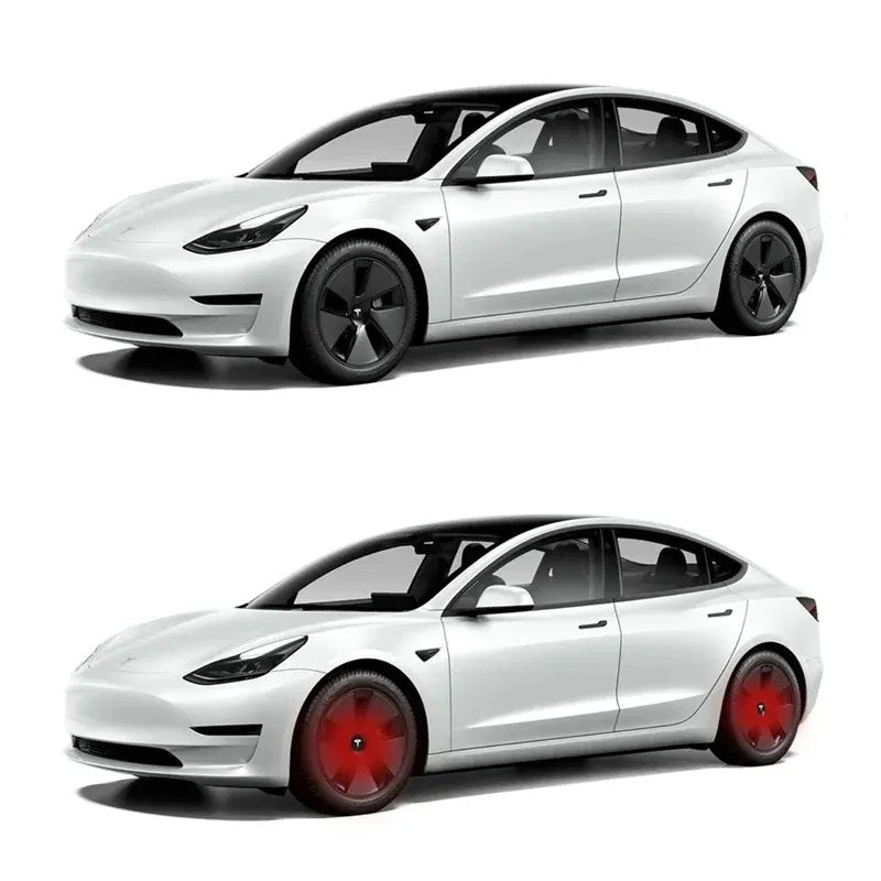 LED Wheel Light Covers for Tesla Center Caps - Compatible with Model S/3/X/Y (Set of 4) - Kinetic Lighting for Enhanced Safety and Style