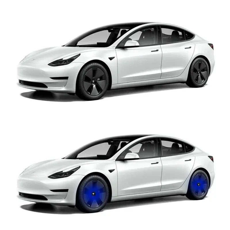 LED Wheel Light Covers for Tesla Center Caps - Compatible with Model S/3/X/Y (Set of 4) - Kinetic Lighting for Enhanced Safety and Style