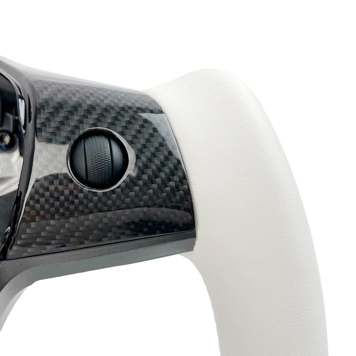 White Leather Yoke Steering Wheel for Tesla Model 3/Y