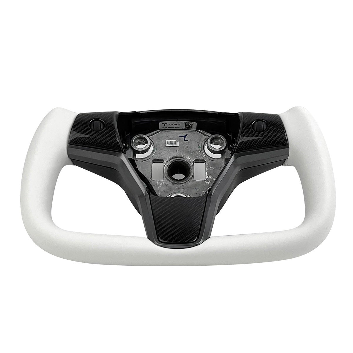 White Leather Yoke Steering Wheel for Tesla Model 3/Y