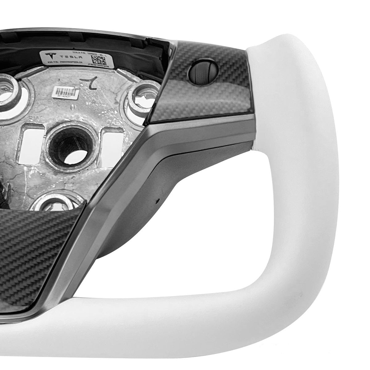White Leather Yoke Steering Wheel for Tesla Model 3/Y