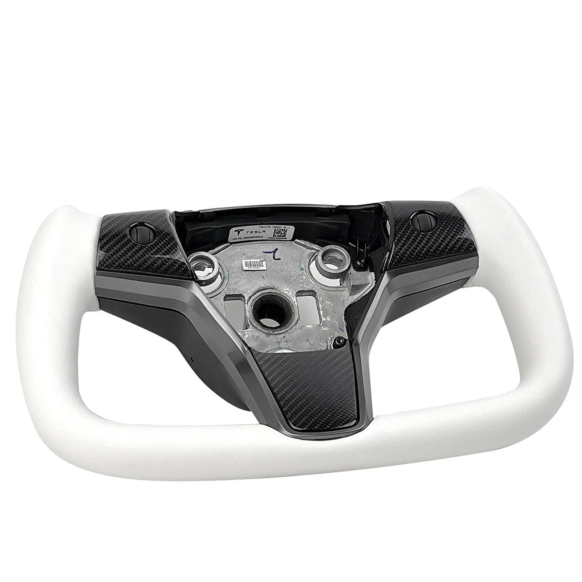 White Leather Yoke Steering Wheel for Tesla Model 3/Y