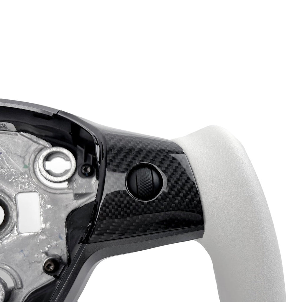 White Leather Yoke Steering Wheel for Tesla Model 3/Y