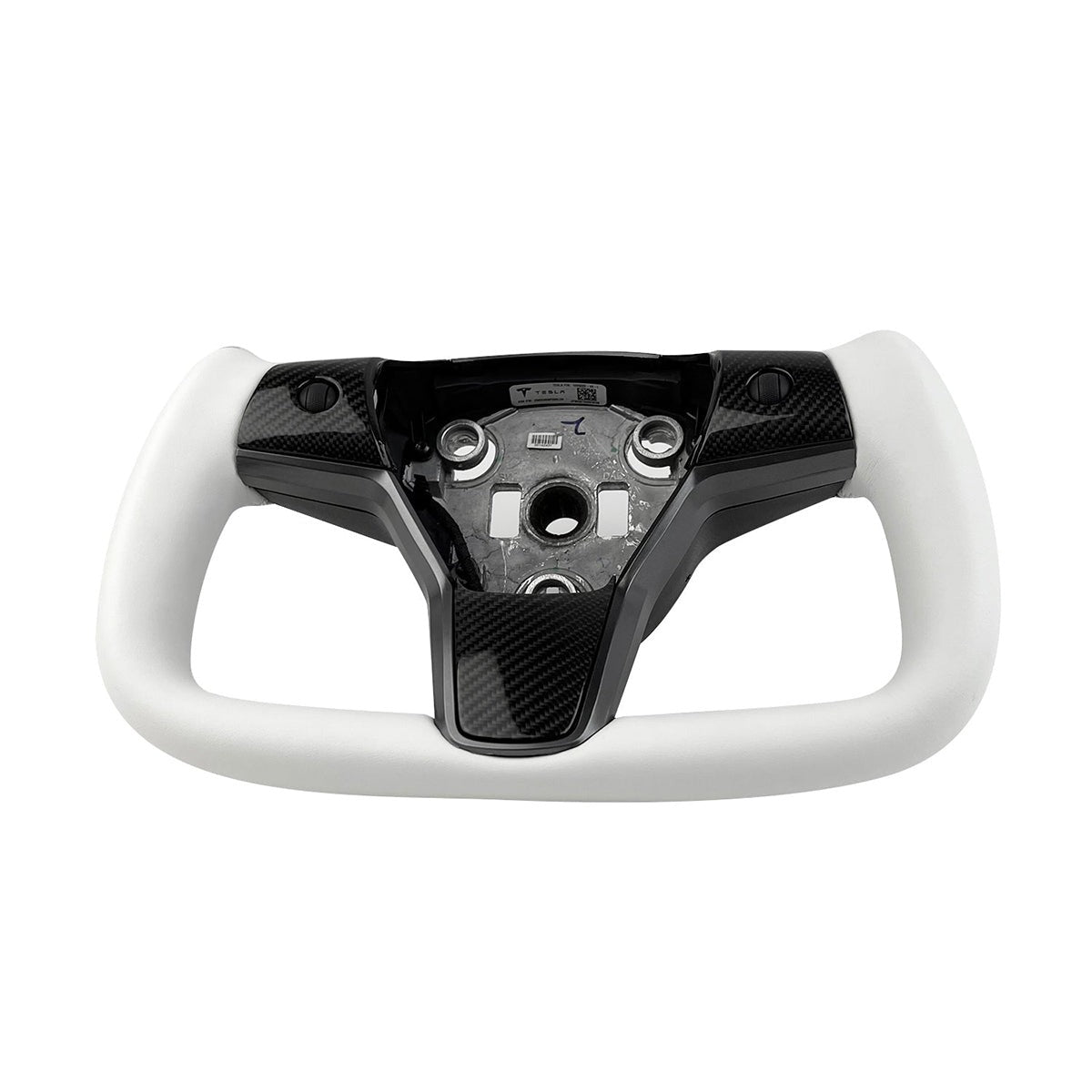 White Leather Yoke Steering Wheel for Tesla Model 3/Y