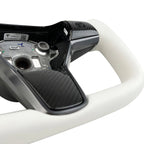 White Leather Yoke Steering Wheel for Tesla Model 3/Y