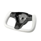 White Leather Yoke Steering Wheel for Tesla Model 3/Y