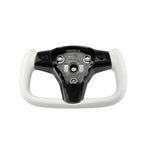 White Leather Yoke Steering Wheel for Tesla Model 3/Y