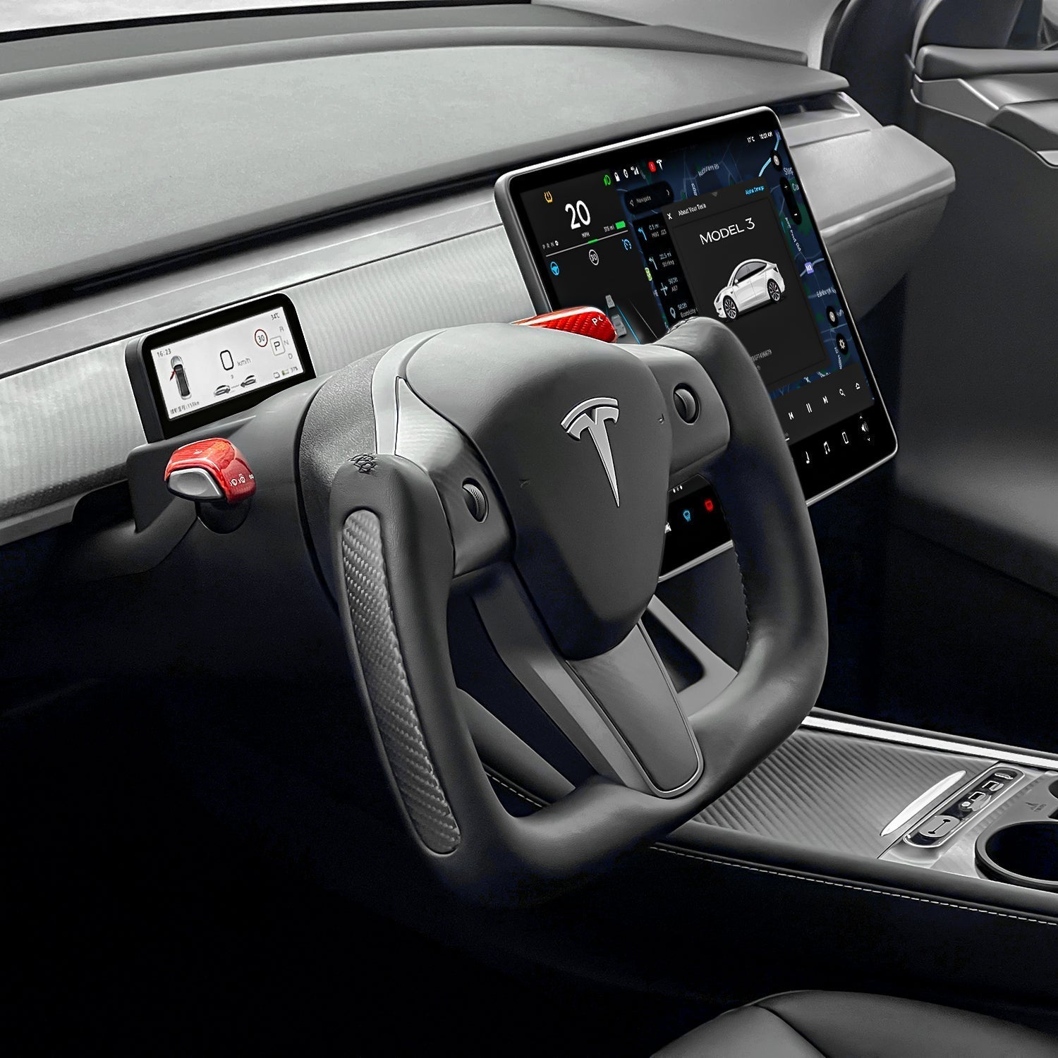 Yoke Carbon Fiber Steering Wheel for Tesla Model 3 / Y