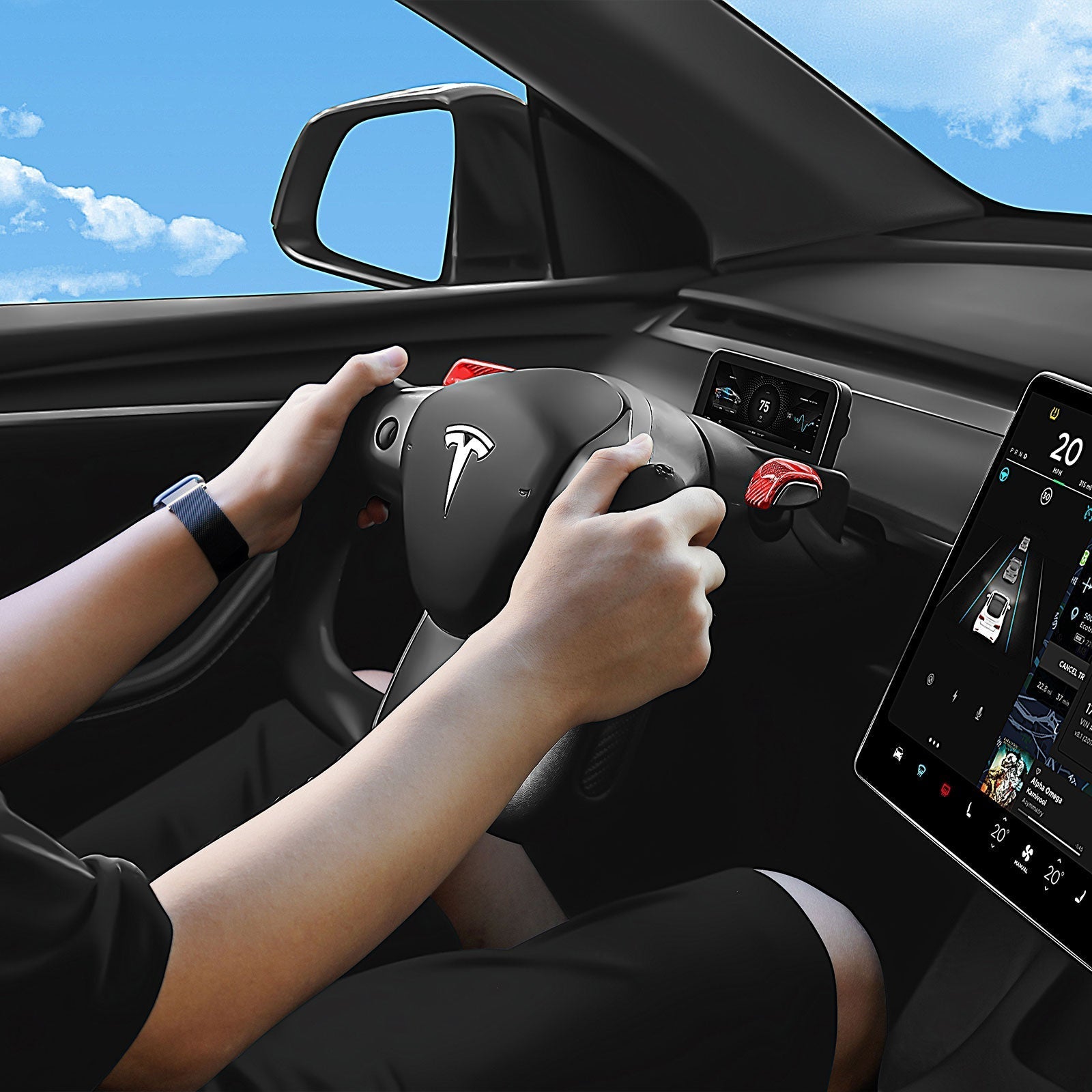 Yoke Carbon Fiber Steering Wheel for Tesla Model 3 / Y