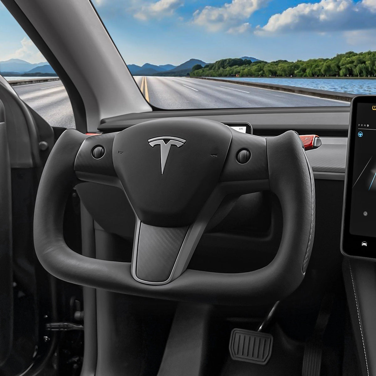 Yoke Carbon Fiber Steering Wheel for Tesla Model 3 / Y