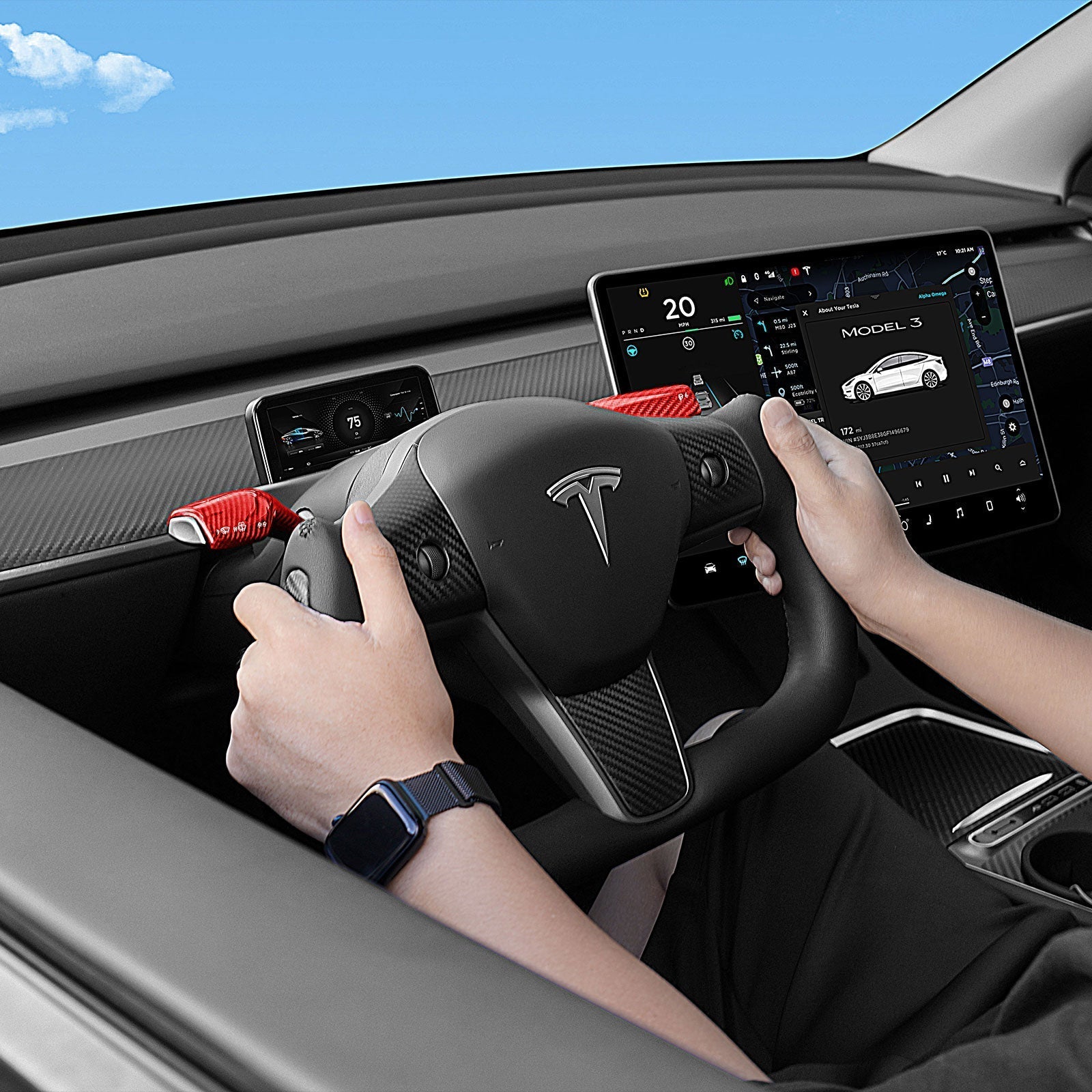 Yoke Carbon Fiber Steering Wheel for Tesla Model 3 / Y