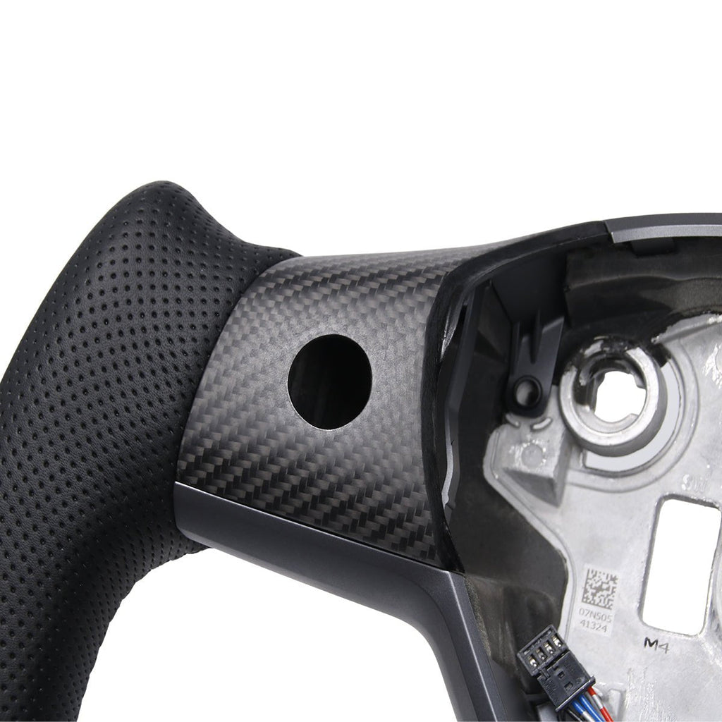 Perforated Leather Yoke Steering Wheel for Tesla Model 3 / Y
