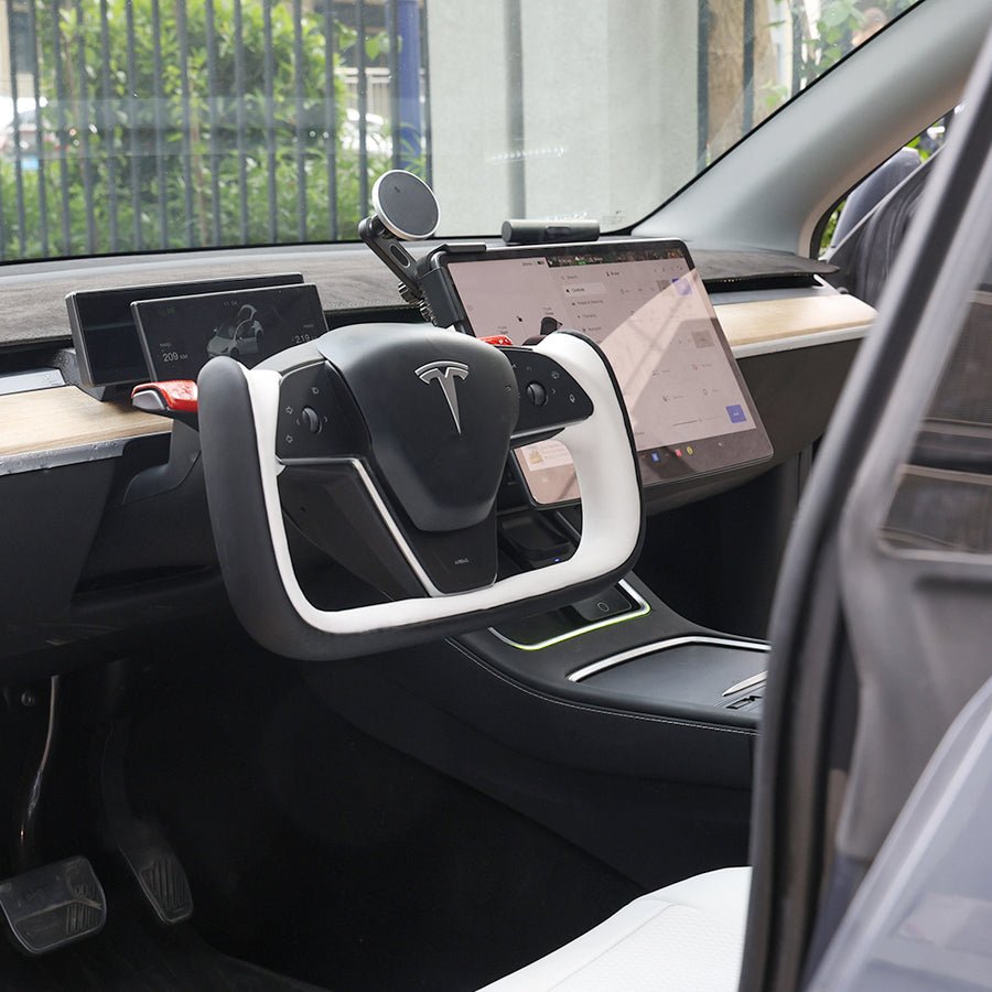 Yoke Style Steering Wheel for Model 3 / Y（Black & White Leather）