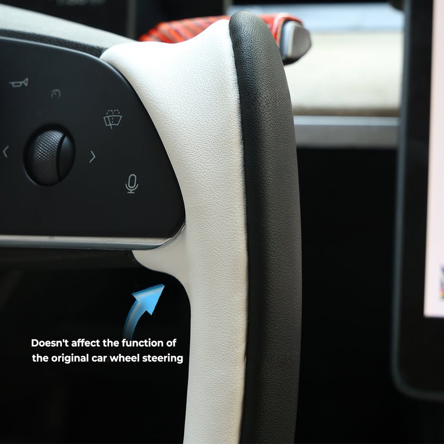 Yoke Style Steering Wheel for Model 3 / Y（Black & White Leather）