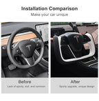 Yoke Style Steering Wheel for Model 3 / Y（Black & White Leather）